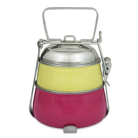 elan innovative stainless steel lunch box pink yellow|Elan Stainless Steel Tiffin Box for Kids, Three Compartment .